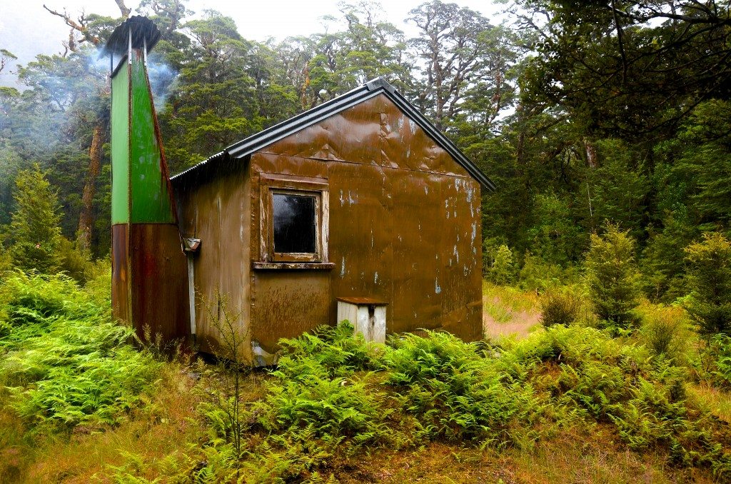  Lake Te Au Hut was built in 1963. It is the best preserved NZFS hut in the Murchisons. It was used for deer control and takahe work. It features three 'bush' chairs made from packing case timbers. Photo: Carl Walrond 