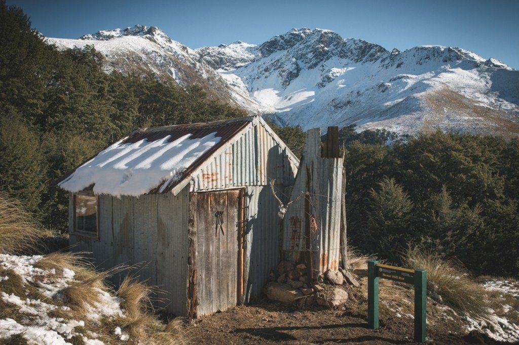 Home Hill Hut with Ailsa Mountains beyond.