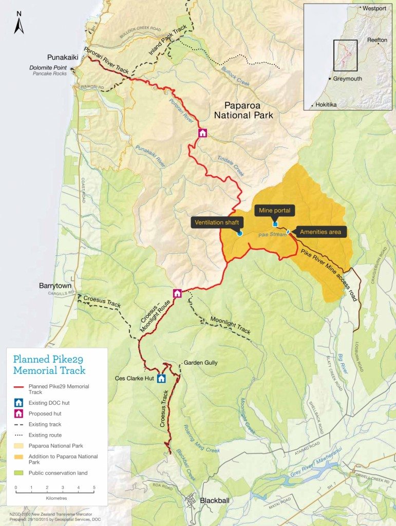 The Proposed route, hut sites and park extension