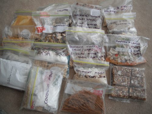 Pre-measuring, bagging and labelling meals makes life a lot easier for the backcountry chef Photo: Paul Garland