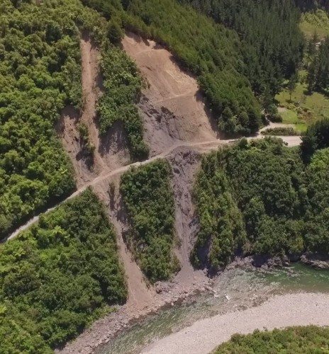 Drone footage of the slip at Blue Bluff