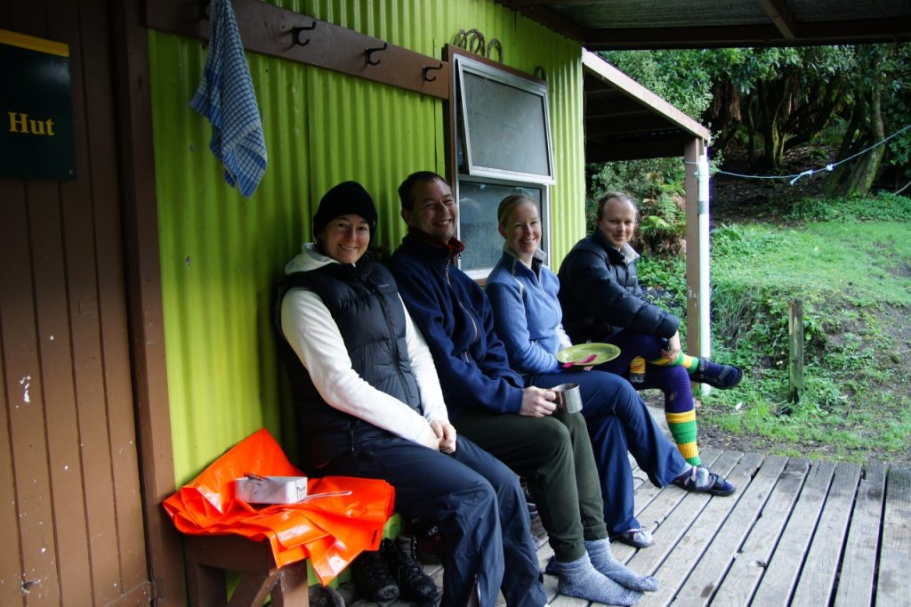 Breakfast on the veranda at Midway Hut. Photo: Hazel Phillips