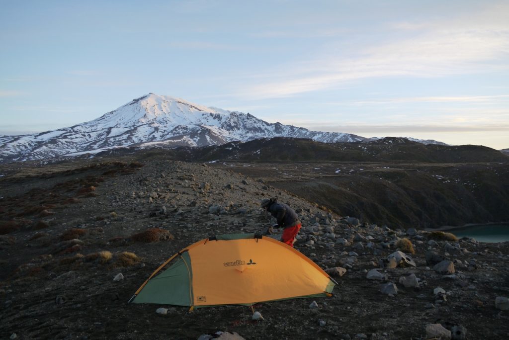 The campsite overlooking Lower Tama Lake.
