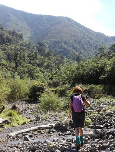 Negotiating the dry Tamaki River. Photo: Nina Sawicki